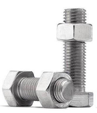 Metal hex bolt paired with a matching nut