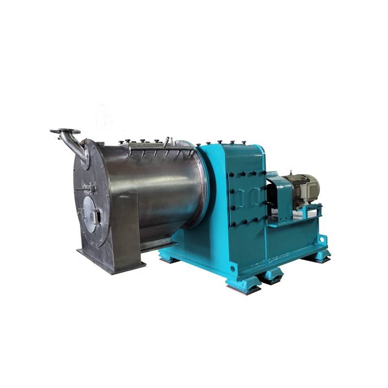 Blue hydraulic pusher centrifuge with stainless steel process housing