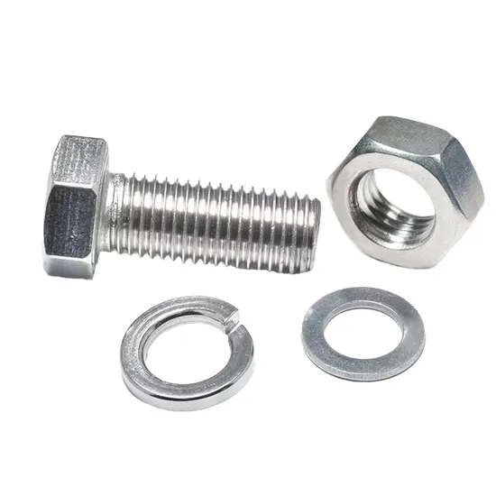 Assorted industrial bolts, nuts and washers